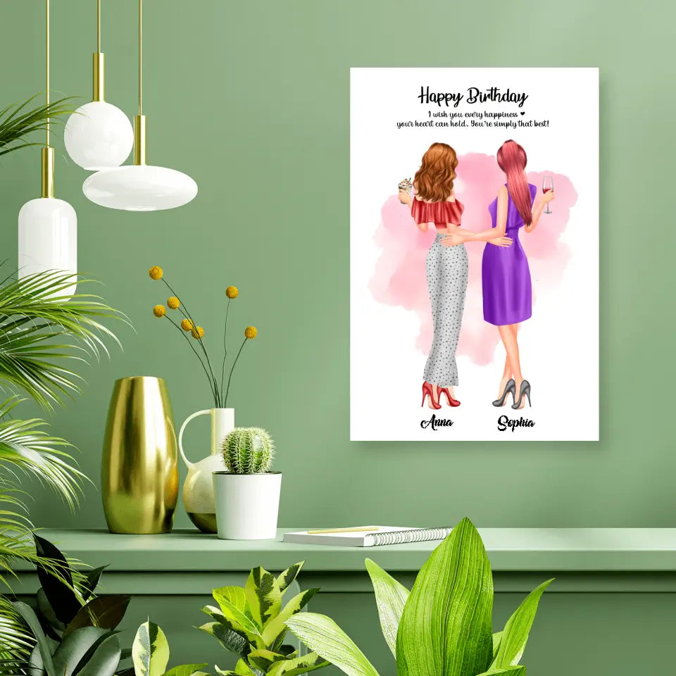 2 Freundinnen personalisiertes Partygeschenk - Poster